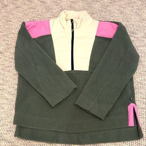 Free Assembly Green and Pink Fleece Pullover